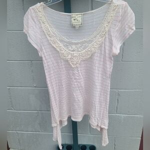 Small Striped Lace-front Top